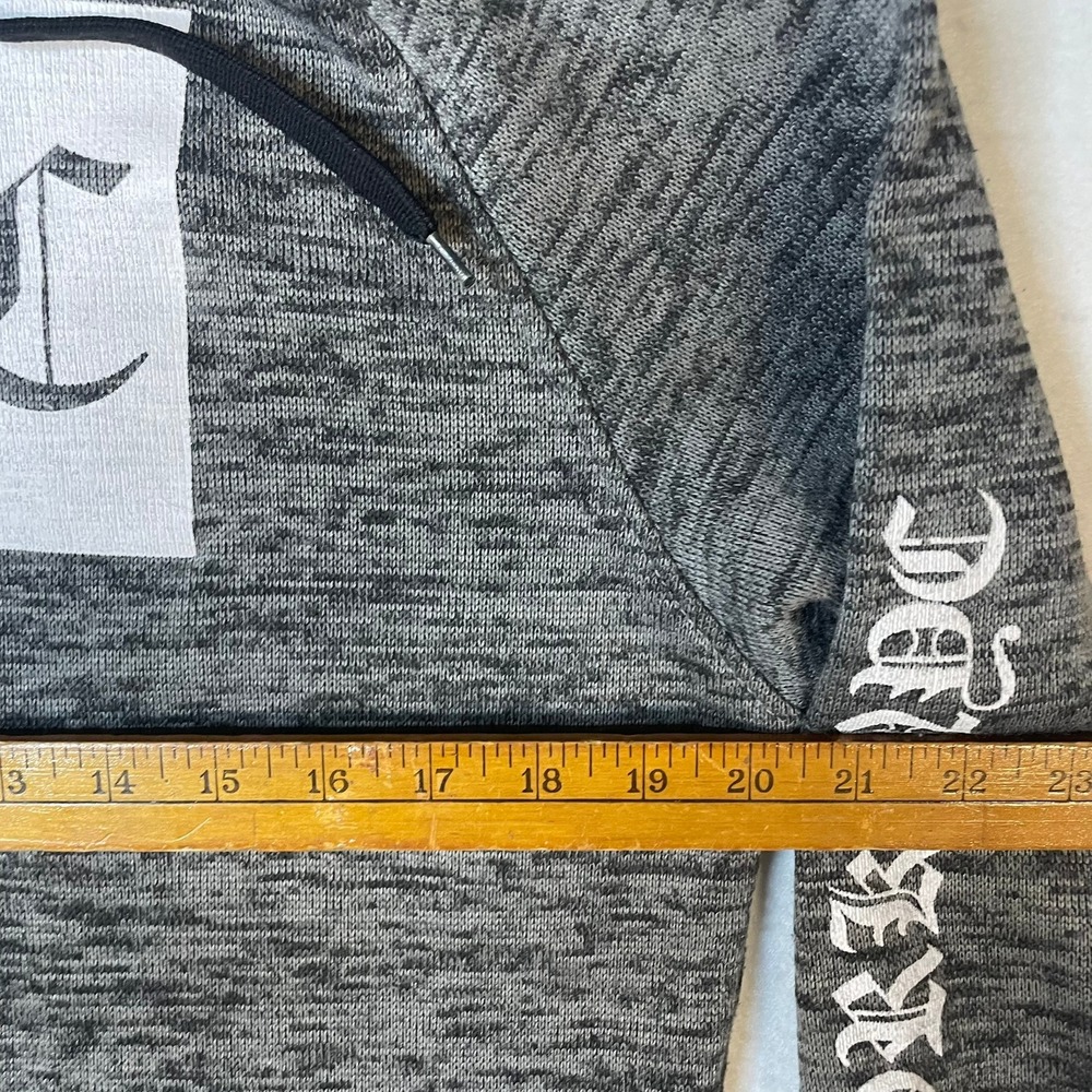 MECCA NYC Hoodie Mens Size L Heather Gray Logo Spell Out Streetwear Pullover - Picture 5 of 8